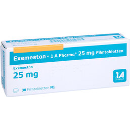 Abbildung: Exemestan 1A Pharma 25 mg Filmtabletten 30 St, Filmtabletten PZN 09542435