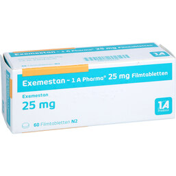 Abbildung: Exemestan 1A Pharma 25 mg Filmtabletten 60 St, Filmtabletten PZN 09542441