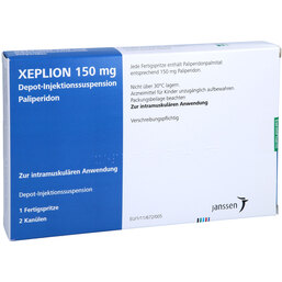 Abbildung: Xeplion 150 mg Depot-Injektionssuspension Fertigspritzen 1 St, Depot-Injektionssuspension PZN 09542866