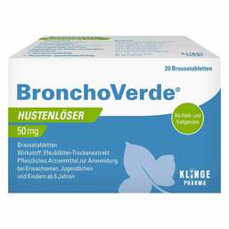 Abbildung: Bronchoverde Hustenlöser 50 mg Brausetabletten Brausetabletten, 20 St PZN 09542949