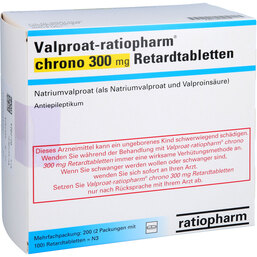 Abbildung: Valproat ratiopharm chrono 300 mg Retardtabletten 200 St, Retard-Tabletten PZN 09544836