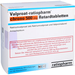 Abbildung: Valproat ratiopharm chrono 500 mg Retardtabletten 200 St, Retard-Tabletten PZN 09544865