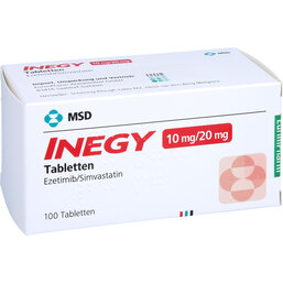 Abbildung: Inegy 10 mg / 20 mg Tabletten 100 St, Tabletten PZN 09607092
