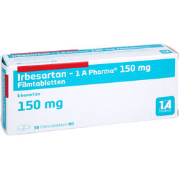 Abbildung: Irbesartan 1A Pharma 150 mg Filmtabletten 56 St, Filmtabletten PZN 09607212