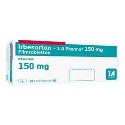Abbildung: Irbesartan 1A Pharma 150 mg Filmtabletten 98 St, Filmtabletten PZN 09607229