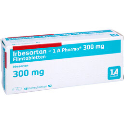 Abbildung: Irbesartan 1A Pharma 300 mg Filmtabletten 56 St, Filmtabletten PZN 09607241
