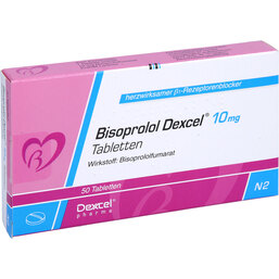 Abbildung: Bisoprolol Dexcel 10 mg Tabletten 50 St, Tabletten PZN 09611952