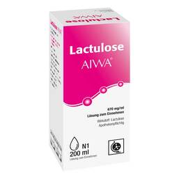 Abbildung: Lactulose AIWA 670 mg/ml Lösung zum Einnehmen 200 ml, Lösung zum Einnehmen PZN 09612839