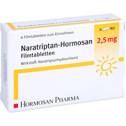 Abbildung: Naratriptan Hormosan 2,5 mg Filmtabletten 6 St, Filmtabletten PZN 09613307