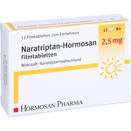 Abbildung: Naratriptan Hormosan 2,5 mg Filmtabletten 12 St, Filmtabletten PZN 09613313