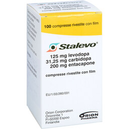 Abbildung: Stalevo 125 mg / 31,25 mg / 200 mg Filmtabletten 100 St, Filmtabletten PZN 09616642