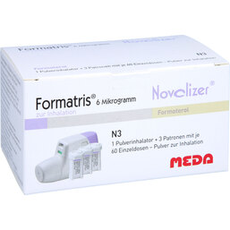 Abbildung: Formatris 6µg Novolizer 3x60 ED Inhalator + Patrone 3 St, Inhalationspulver PZN 09617558