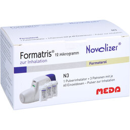 Abbildung: Formatris 12µg Novolizer 3x60 ED Inhalator + Patrone 3 St, Inhalationspulver PZN 09617624