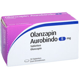 Abbildung: Olanzapin Aurobindo 5 mg Tabletten 70 St, Tabletten PZN 09618210