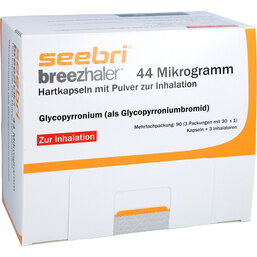 Abbildung: Seebri Breezhaler 44 Mikrogramm Hartkap.mit Pul.z.In 3X30 St, Hartkapseln mit Pulver zur Inhalation PZN 09632894