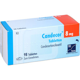 Abbildung: Candecor 8 mg Tabletten 98 St, Tabletten PZN 09633468