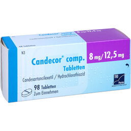 Abbildung: Candecor comp. 8 mg / 12,5 mg Tabletten 98 St, Tabletten PZN 09633563