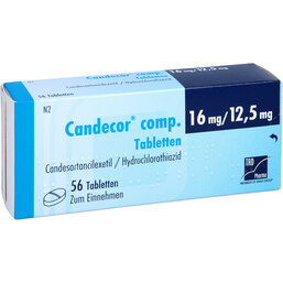 Abbildung: Candecor comp. 16 mg / 12,5 mg Tabletten 56 St, Tabletten PZN 09633592