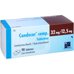Abbildung: Candecor comp. 32 mg / 12,5 mg Tabletten 98 St, Tabletten PZN 09633646