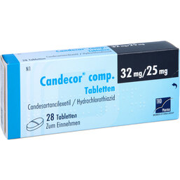 Abbildung: Candecor comp. 32 mg / 25 mg Tabletten 28 St, Tabletten PZN 09633652