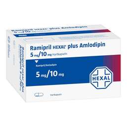 Abbildung: Ramipril Hexal plus Amlodipin 5 mg / 10 mg Hartkapseln 100 St, Hartkapseln PZN 09635131