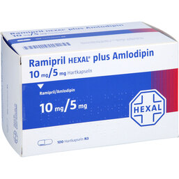 Abbildung: Ramipril Hexal plus Amlodipin 10 mg / 5 mg Hartkapseln 100 St, Hartkapseln PZN 09635160