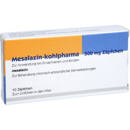 Abbildung: Mesalazin Kohlpharma 500 mg Zäpfchen 10 St, Suppositorien PZN 09647275