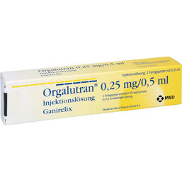 Abbildung: Orgalutran 0,25 mg / 0,5 ml Fertigspritzen 1 St, Injektionslösung PZN 09651880