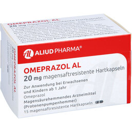 Abbildung: Omeprazol AL 20 mg magensaftresistente Hartkapseln 15 St, Magensaftresistente Hartkapseln PZN 09667450