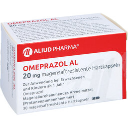 Abbildung: Omeprazol AL 20 mg magensaftresistente Hartkapseln 30 St, Magensaftresistente Hartkapseln PZN 09667467
