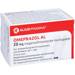 Abbildung: Omeprazol AL 20 mg magensaftresistente Hartkapseln 50 St, Magensaftresistente Hartkapseln PZN 09667473