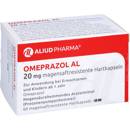 Abbildung: Omeprazol AL 20 mg magensaftresistente Hartkapseln 60 St, Magensaftresistente Hartkapseln PZN 09667496