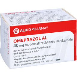 Abbildung: Omeprazol AL 40 mg magensaftresistente Hartkapseln 30 St, Magensaftresistente Hartkapseln PZN 09667527