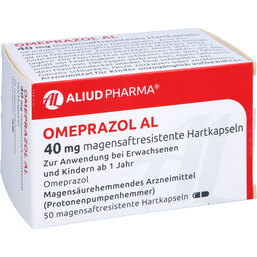 Abbildung: Omeprazol AL 40 mg magensaftresistente Hartkapseln 50 St, Magensaftresistente Hartkapseln PZN 09667533