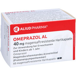 Abbildung: Omeprazol AL 40 mg magensaftresistente Hartkapseln 60 St, Magensaftresistente Hartkapseln PZN 09667556