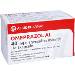 Abbildung: Omeprazol AL 40 mg magensaftresistente Hartkapseln 100 St, Magensaftresistente Hartkapseln PZN 09667579