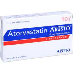 Abbildung: Atorvastatin Aristo 10 mg Filmtabletten 50 St, Filmtabletten PZN 09669957