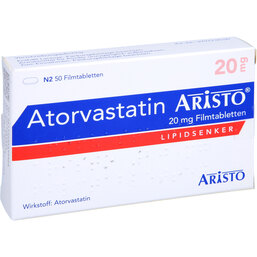 Abbildung: Atorvastatin Aristo 20 mg Filmtabletten 50 St, Filmtabletten PZN 09669992