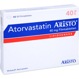Abbildung: Atorvastatin Aristo 40 mg Filmtabletten 50 St, Filmtabletten PZN 09670021