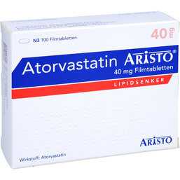 Abbildung: Atorvastatin Aristo 40 mg Filmtabletten 100 St, Filmtabletten PZN 09670038