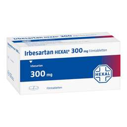 Abbildung: Irbesartan Hexal 300 mg Filmtabletten 56 St, Filmtabletten PZN 09671983