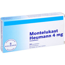 Abbildung: Montelukast Heumann 4 mg Kautabletten 20 St, Kautabletten PZN 09673479