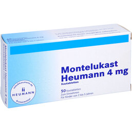 Abbildung: Montelukast Heumann 4 mg Kautabletten 50 St, Kautabletten PZN 09673485