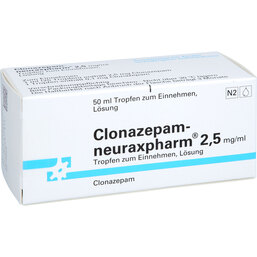 Abbildung: Clonazepam neuraxpharm 2,5 mg / ml Tropf.zum Einnehmen 50 ml, Tropfen zum Einnehmen PZN 09680137
