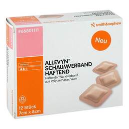 Abbildung: Allevyn Schaumverband 7x8 cm haftend 12 St, Verband PZN 09686542