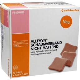 Abbildung: Allevyn Schaumverband 4,5x5,5 cm nicht haftend 12 St, Verband PZN 09686594