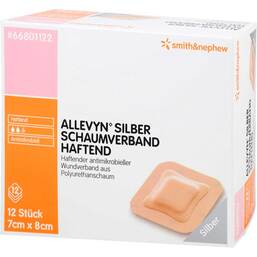 Abbildung: Allevyn Silber Schaumverband 7x8 cm haftend 12 St, Verband PZN 09686654