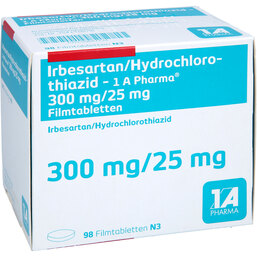 Abbildung: Irbesartan / Hydrochlorothiazid 1A Pharma 300 / 25mg 98 St, Filmtabletten PZN 09687234