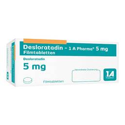 Abbildung: Desloratadin 1A Pharma 5 mg Filmtabletten 20 St, Filmtabletten PZN 09693246