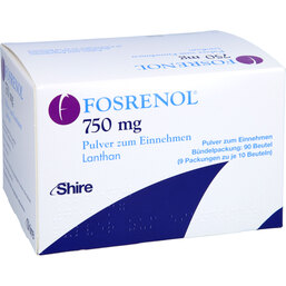Abbildung: Fosrenol 750 mg Pulver zum Einnehmen 90 St, Beutel PZN 09702382